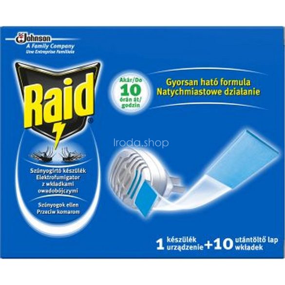 Raid® Elektromos szúnyogirtó készülék és szúnyogirtó utántöltő lap