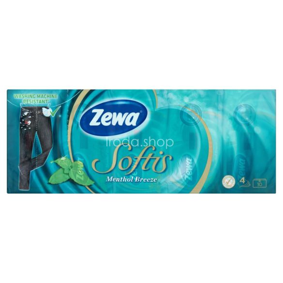 Zewa Softis papírzsebkendő 4 rétegű 10x9 db Menthol Breeze