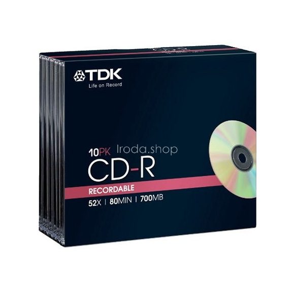 CD-R TDK 700MB 52x slim tokos 10db/csom
