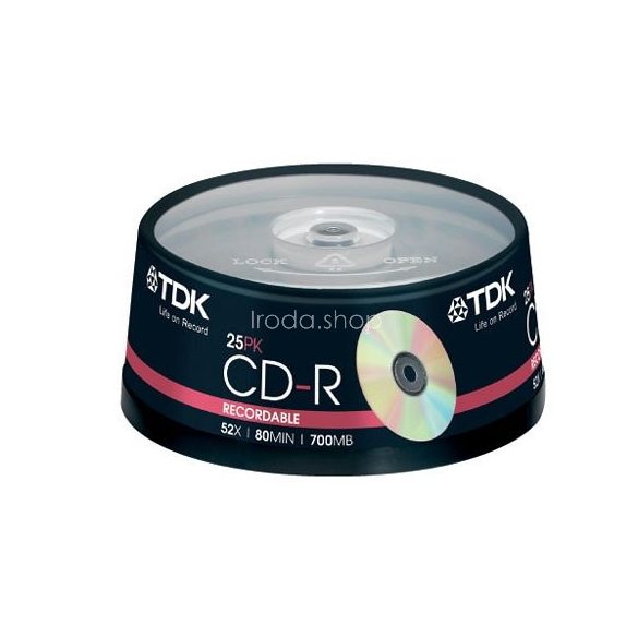 CD-R TDK 700MB 52x 25db cakebox/hengeres