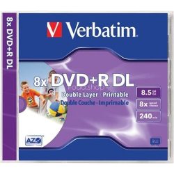   DVD+R Verbatim 8,5GB 8x kétrétegű nyomtatható, normál tok "Double Layer"