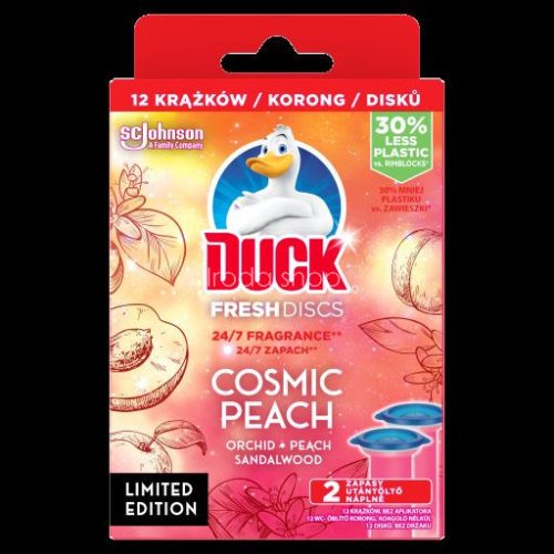 Duck® Fresh Discs zselés WC-öblítő korong utántöltő 2x36 ml Cosmic Peach