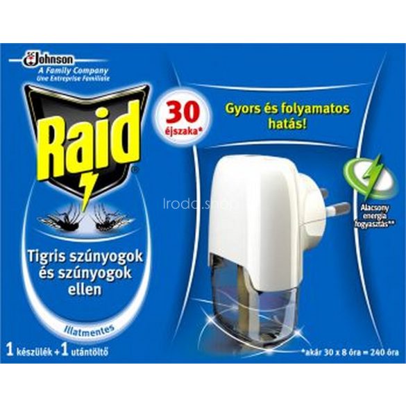 Raid® Elektromos szúnyogirtó készülék és utántöltő 21 ml illatmentes 30 éjszakás