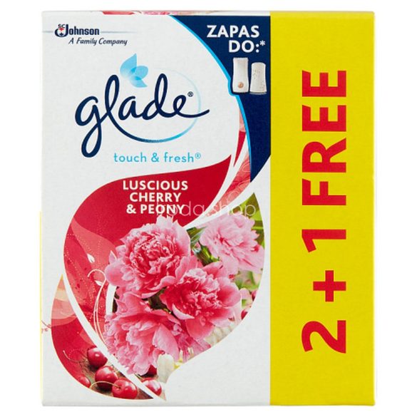 Glade® Touch&Fresh utántöltő 10 ml 2+1 Zamatos cseresznye és bazsarózsa