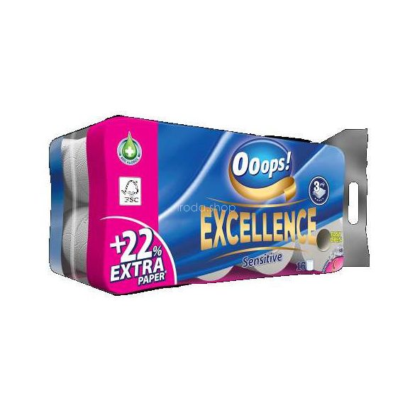 Ooops! Excellence toalettpapír 16 tekercs 3 rétegű Sensitive