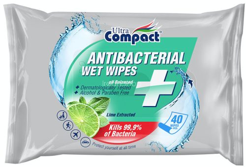 ULTRA COMPACT nedves törlőkendő Antibakteriális 40 db