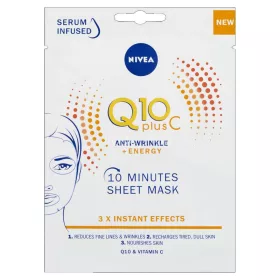 NIVEA Q10 PLUS fátyolmaszk 1 db 10 perces energetizáló