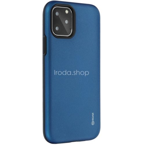 Huawei P40, Szilikon tok, műanyag kerettel, közepesen ütésálló, Roar Rico Armor, sötétkék