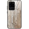 Apple iPhone 11 Pro Max, Szilikon védőkeret, edzett üveg hátlap, fa minta, Wooze Wood, világosbarna