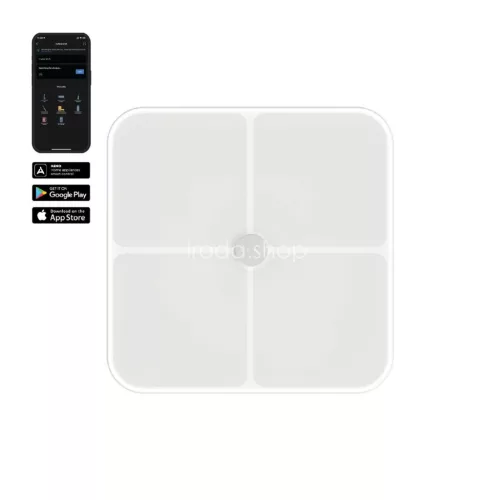 AENO ABS0001S BS1S okos testmérleg, 15 féle mérőszám, LED kijelző, 180 kg-ig terhelhető, AENO app, 10+1 profil, ITO üveg