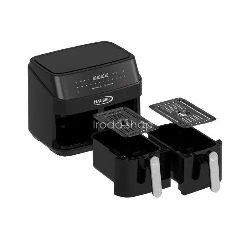 HAUSER AF-2450 air fryer, forrólevegős fritőz, max. 1750 W, 2 x 4,5 liter kapacitás, max. 200 ℃, digitális kijelző, időzítő, fekete színű