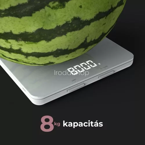 AENO AKS0001S KS1S intelligens konyhai mérleg, max. 8 kg kapacitás, LED kijelző, Bluetooth csatlakozás, edzett üvegfelület