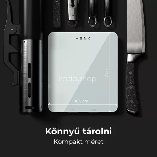 AENO AKS0001S KS1S intelligens konyhai mérleg, max. 8 kg kapacitás, LED kijelző, Bluetooth csatlakozás, edzett üvegfelület