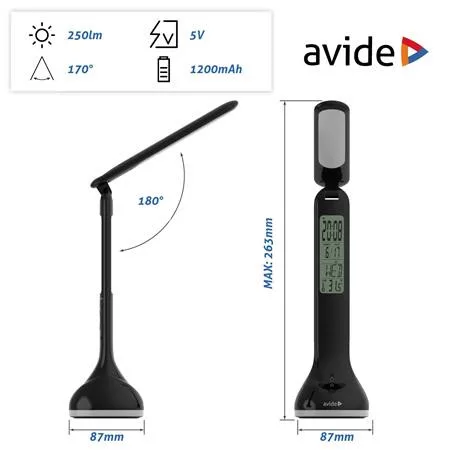 Asztali lámpa, LED, 4W, AVIDE "Calendar", fekete