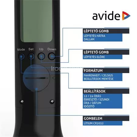 Asztali lámpa, LED, 4W, AVIDE "Calendar", fekete