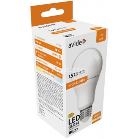 LED izzó, E27, gömb, A60, 13W, 1521lm, 4000K, AVIDE