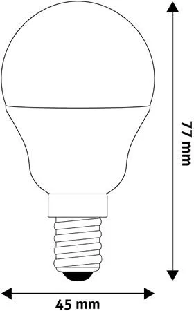 LED izzó, E14, kisgömb, G45, 4,5W, 470lm, 3000K, AVIDE