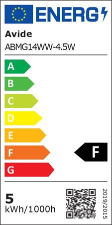 LED izzó, E14, kisgömb, G45, 4,5W, 470lm, 3000K, AVIDE