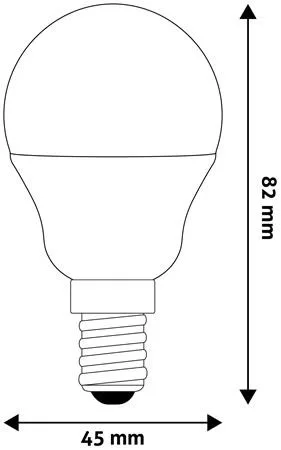 LED izzó, E14, kisgömb, G45, 6,5W, 806lm, 3000K, AVIDE