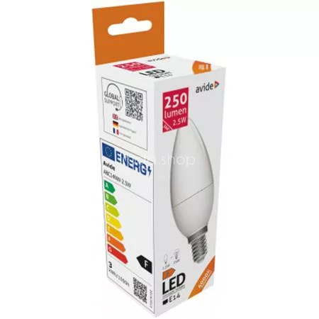 LED izzó, E14, gyertya, 2,5W, 250lm, 4000K, AVIDE