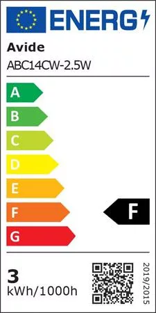 LED izzó, E14, gyertya, 2,5W, 250lm, 6400K, AVIDE