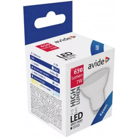 LED izzó, GU10 spot, 7W, 630lm, 6400K, AVIDE