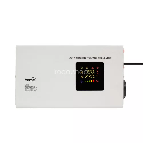 HOME AVR2000S feszültségstabilizátor, 2000VA, automatikus működés, vékony kivitel, falra szerelhető, színes digitális kijelző, teljeskörű meghibásodás elleni védelem