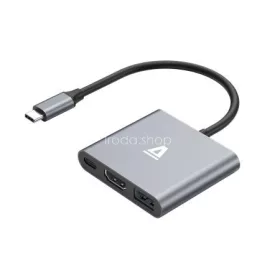   USB elosztó-HUB, 3 port, USB 3.0, AVAX "HB9031 Prime", fekete-alumínium