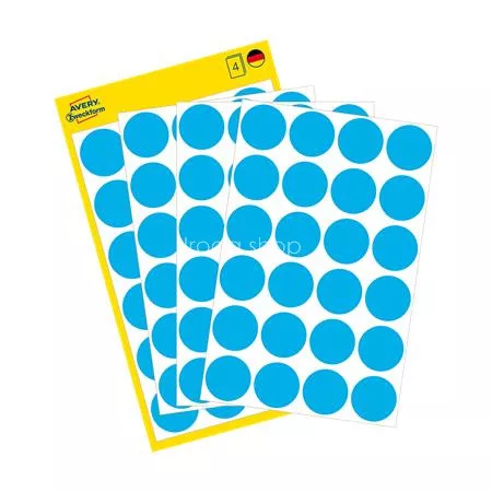 Etikett, 18 mm, kör, AVERY ZWECKFORM, kék, 96 etikett/csomag