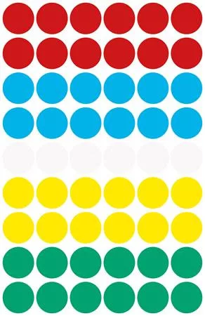 Etikett, 12 mm, kör, AVERY ZWECKFORM, 5 különböző szín, 270 etikett/csomag