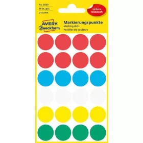   Etikett, 18 mm, kör, AVERY ZWECKFORM, 5 különböző szín, 96 etikett/csomag