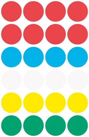 Etikett, 18 mm, kör, AVERY ZWECKFORM, 5 különböző szín, 96 etikett/csomag