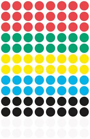 Etikett, 8 mm, kör, AVERY ZWECKFORM, 5 különböző szín, 416 etikett/csomag