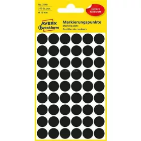   Etikett, 12 mm, kör, AVERY ZWECKFORM, fekete, 270 etikett/csomag