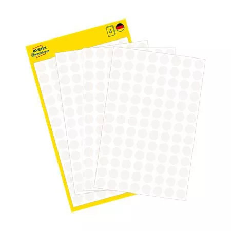 Etikett, 8 mm, kör, AVERY ZWECKFORM, fehér, 416 etikett/csomag