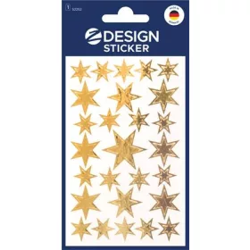   Matrica,  1 ív, 76x120 mm, AVERY ZWECKFORM, "Z-Design No.52252", arany csillagok