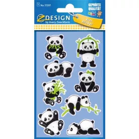   Matrica, műanyag, 1 ív, 76x120 mm, AVERY ZWECKFORM, "Z-Design No.57297", panda