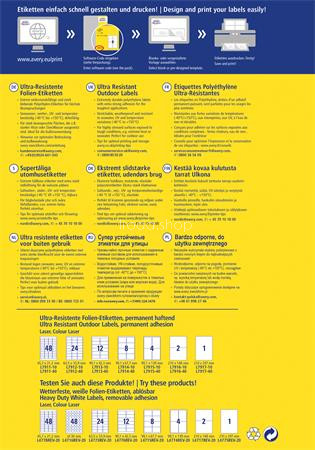 Etikett, univerzális, 63,5x33,9 mm, extra erős, polietilén, AVERY ZWECKFORM, 240 etikett/csomag