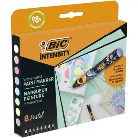   Dekormarker készlet, 1,5 - 2,3 mm, BIC "Paint marker", 8 különböző pasztell szín