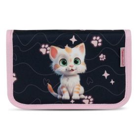   Tolltartó, klapnis, cipzáras, BELMIL "Cute Kitten", fekete-rózsaszín, cica