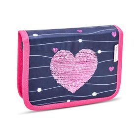   Tolltartó, klapnis, cipzáras, BELMIL "Simple Hearts", rózsaszín szív
