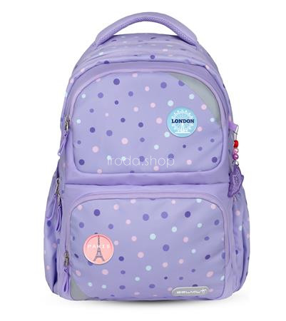 Iskolatáska, cipzáras, BELMIL "Maxi Pack Purple Dots", lila pöttyös