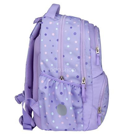 Iskolatáska, cipzáras, BELMIL "Maxi Pack Purple Dots", lila pöttyös