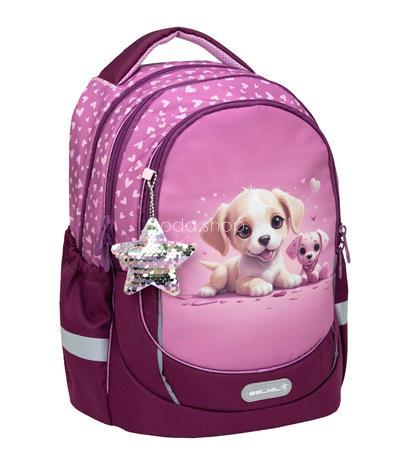 Iskolatáska, cipzáras, BELMIL "Leisure Plus Puppy Love", kutyusok
