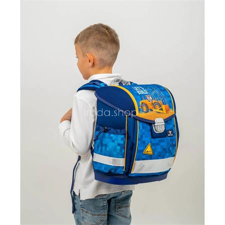 Iskolatáska, fémcsat, BELMIL "Classy Bulldozer", munkagép