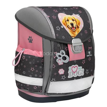 Iskolatáska, fémcsat, BELMIL "Classy Starry Paws", kutya, golden retriever