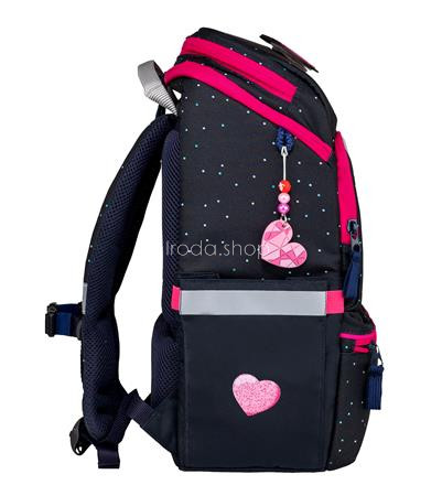 Iskolatáska, cipzáras, BELMIL "Zippy Pinky", pink szív