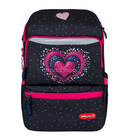 Iskolatáska, cipzáras, BELMIL "Zippy Pinky", pink szív