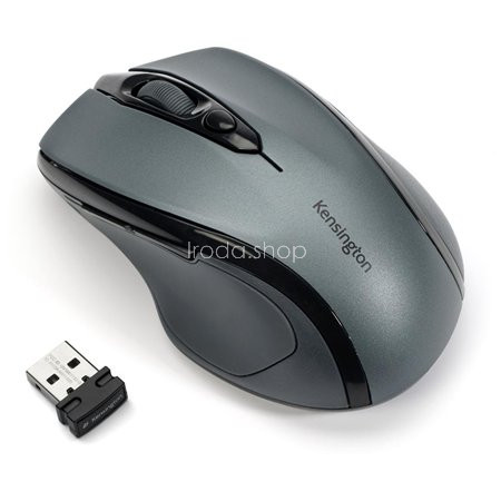 Egér, vezeték nélküli, optikai, közepes méret, USB, KENSINGTON "Pro Fit", szürke