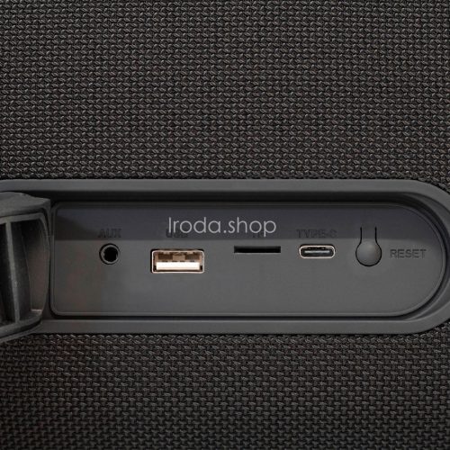 SAL BT9000 hordozható boombox, vezeték nélküli hangszóró, 100 W, IPX5, BT TWS, AUX, USB/microSD, Soft Touch gombok, ~10 h üzemidő, USB-C töltőkábel